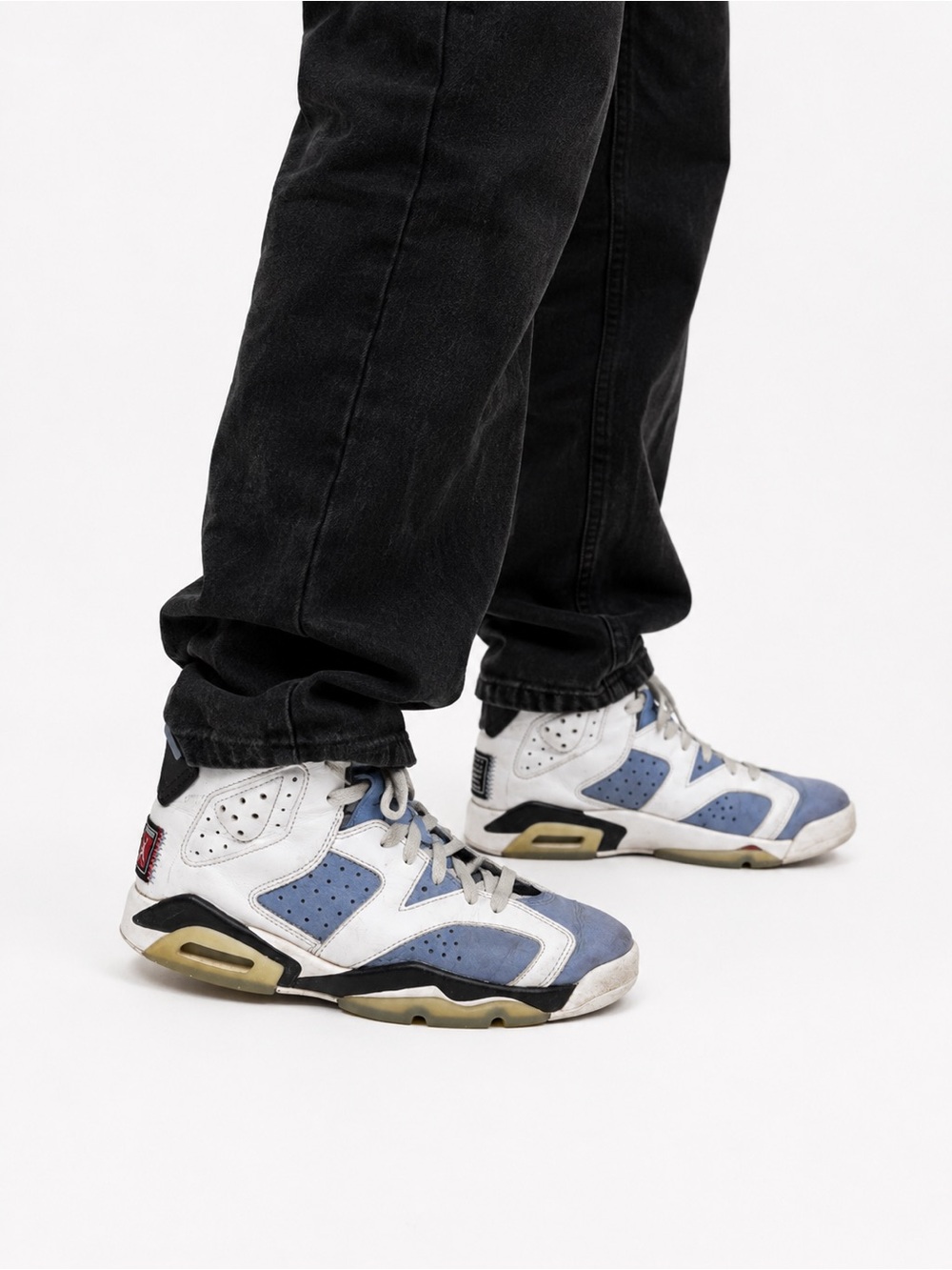 Jordan Kids High-Top Sneakers in White and Light Blue